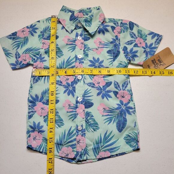 Alex & Jack Tropical Floral Kids Shirt Blue and Pink - Picture 7 of 8